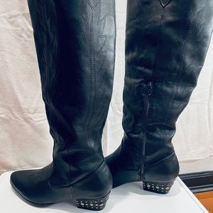 Black Boots with gold rhinestone's in heel